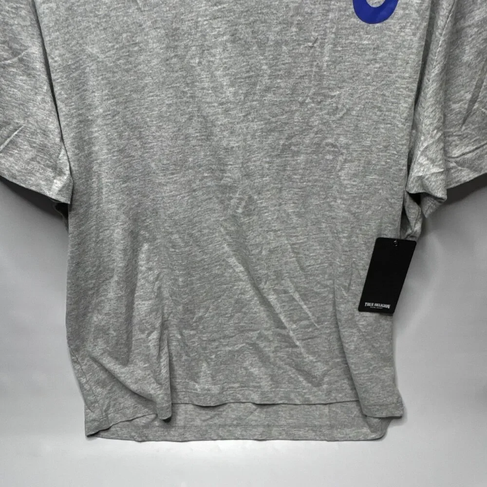True Religion Mens L Gray Wreath Velvet Buddha Graphic Cotton Jersey Crew Neck